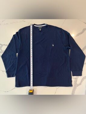 Polo by Ralph Lauren Navy Long-Sleeve Waffle Crewneck with Embroidered Pony